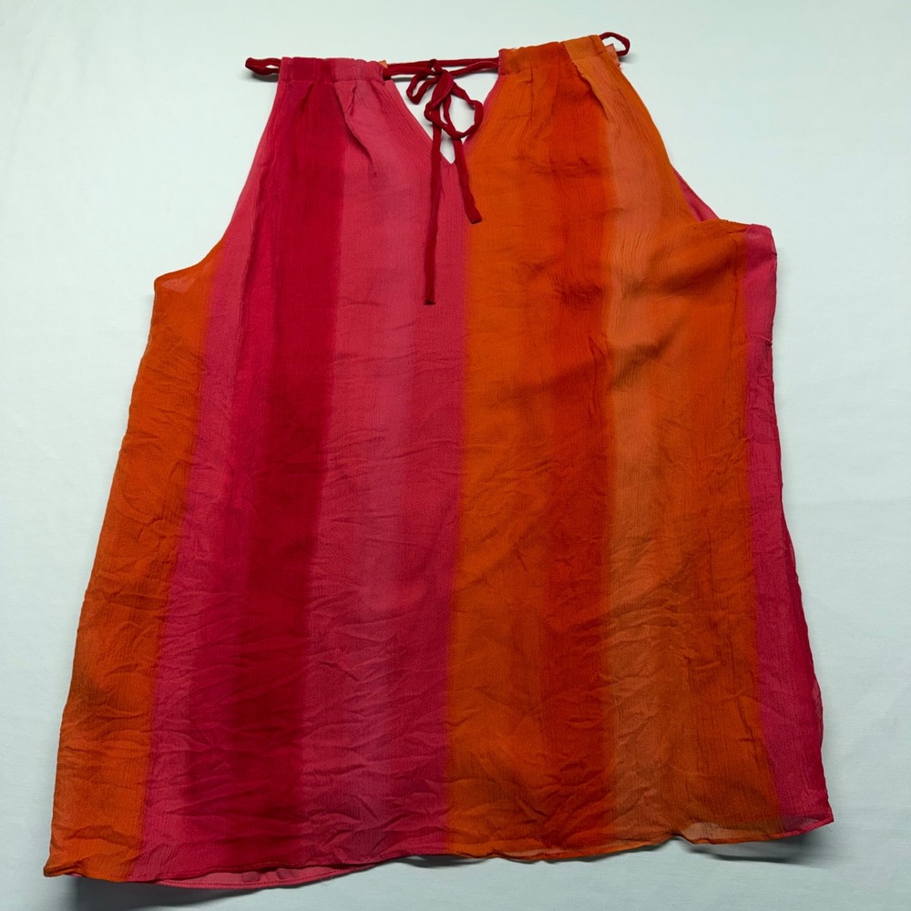 Lauren Ralph Lauren Silk Halter Blouse Pink Orange Ombre Sleeveless Women 14
